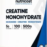creatine monohydrate powder tub Nutricost label