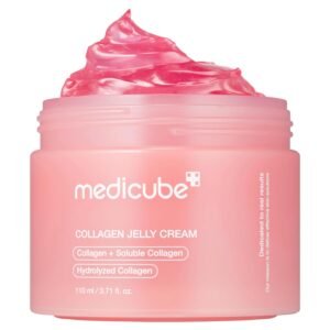 collagen jelly cream jar with pink gel texture