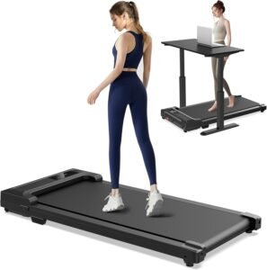 walking pad treadmill under a standing desk