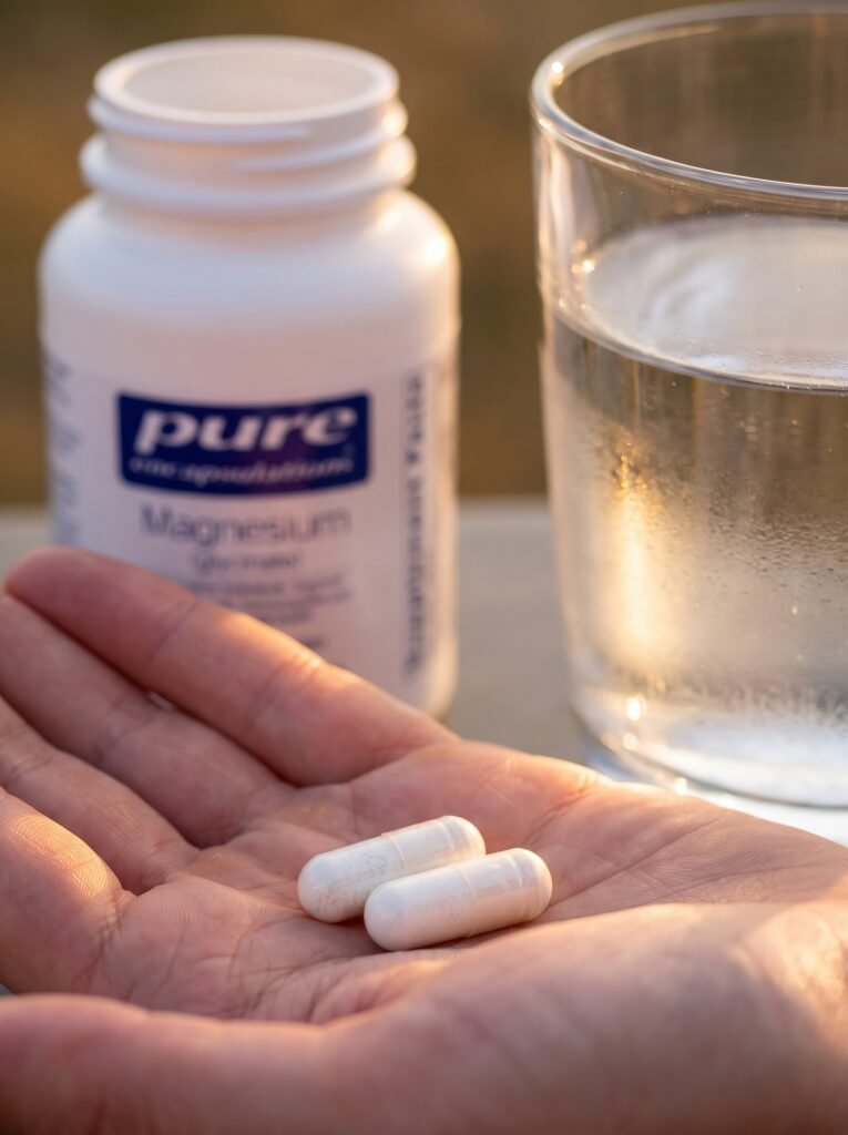 Magnesium Glycinate: The Ultimate Effortless Solution for Restful Sleep in 2026 2 hand holding magnesium glycinate capsules