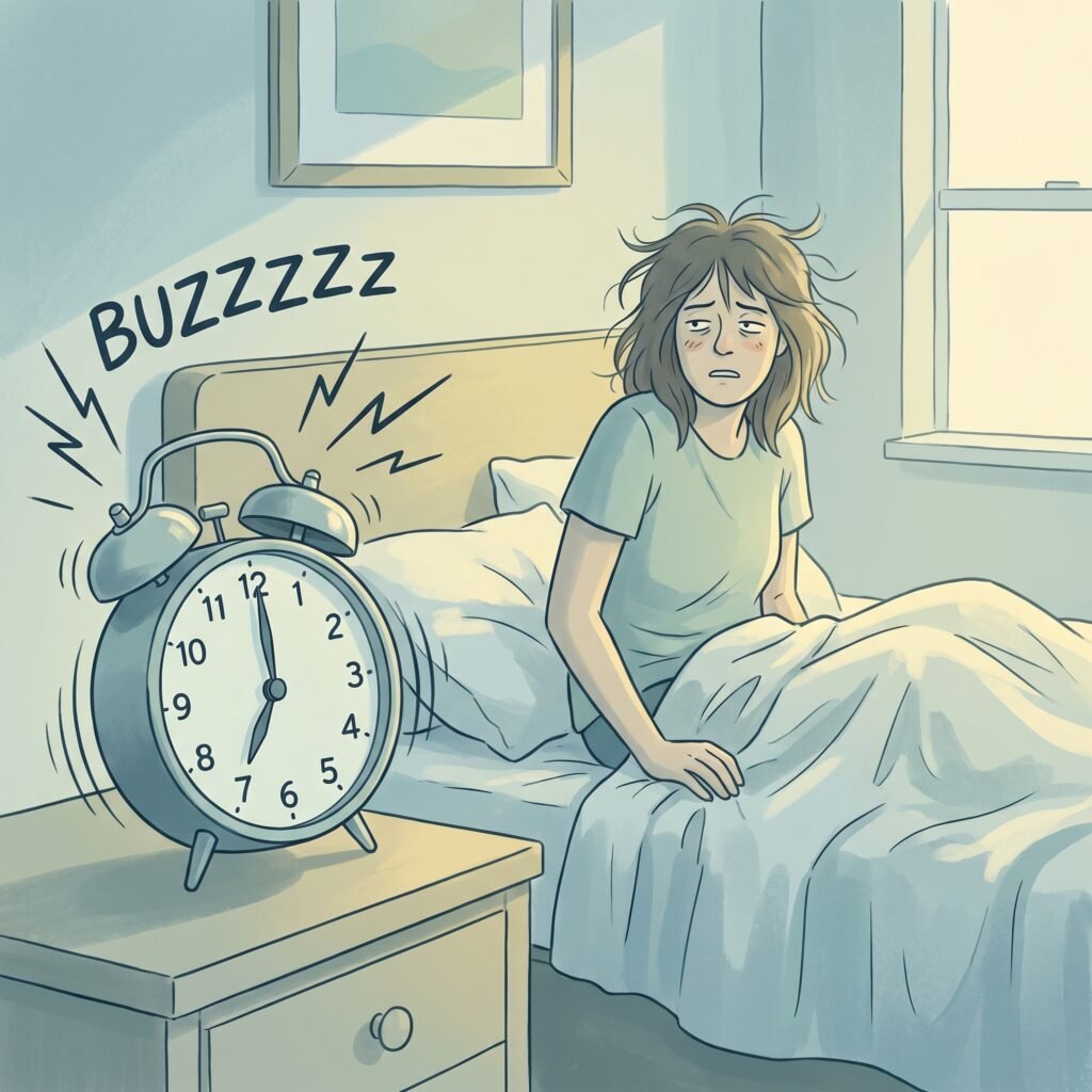 sleep inertia grogginess after waking up illustration