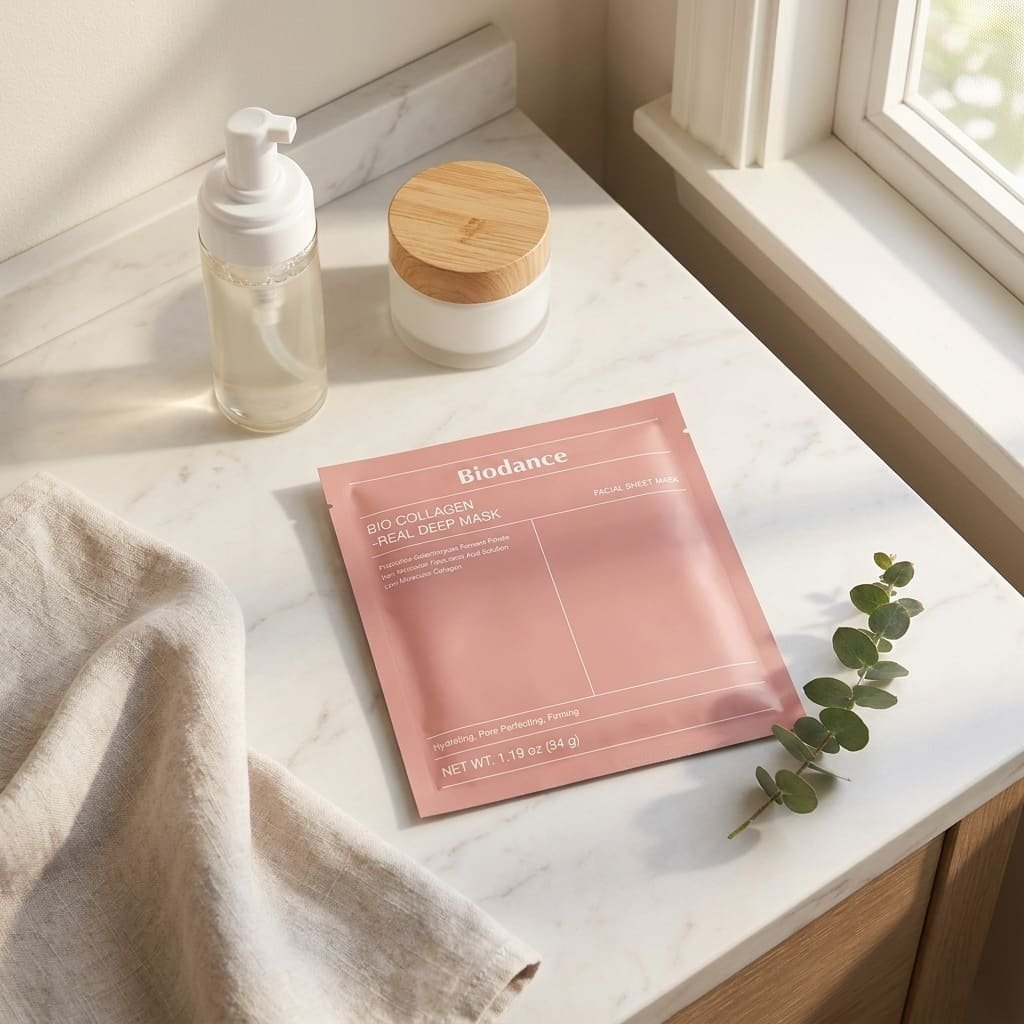 collagen mask as part of a nighttime skincare routine