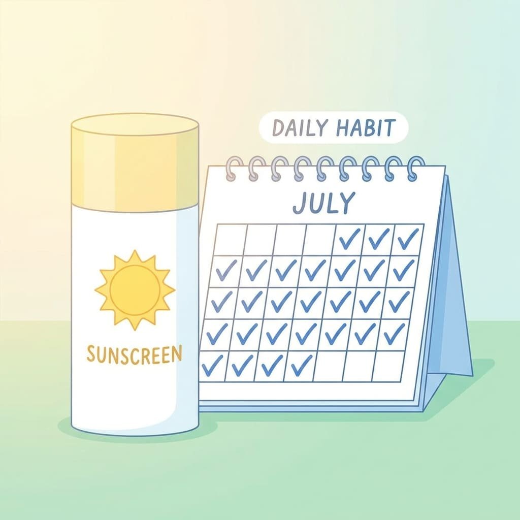 Collagen Loss Truth: 5 Real Causes (and the One a Mask Fixes) 4 collagen loss prevention sunscreen daily habit illustration