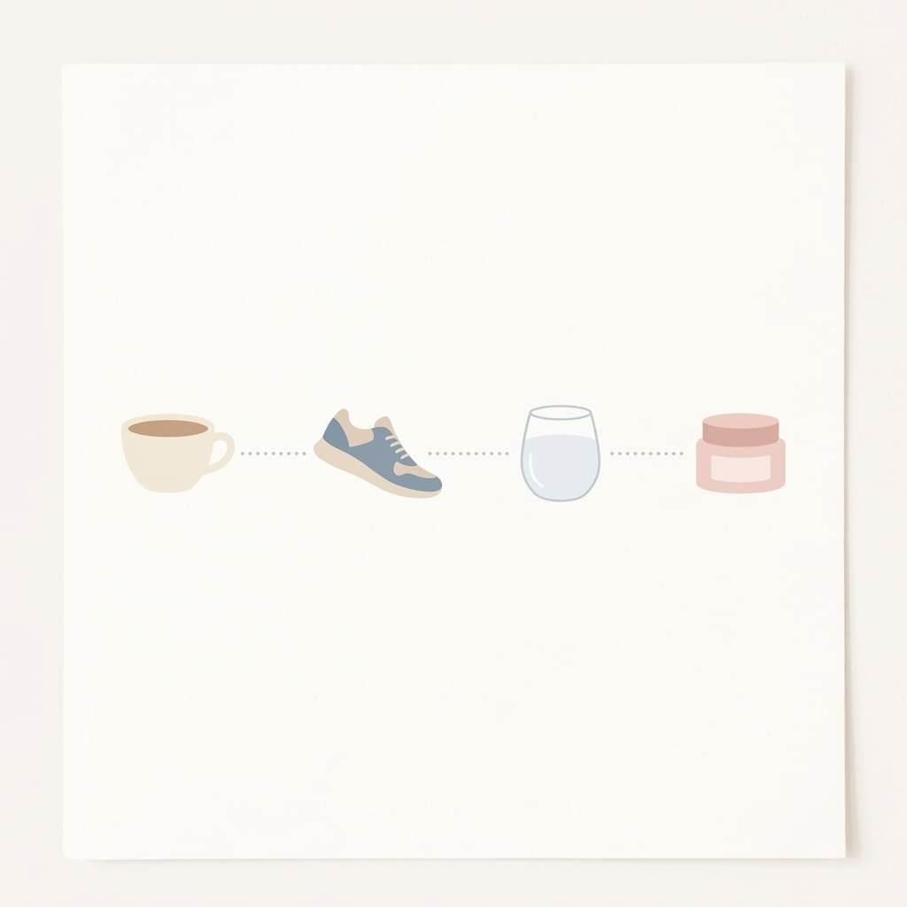 Habit Stacking 2026: 4 Proven Pillars for a Routine That Actually Sticks 2 four icons representing nutrition movement sleep and skincare habit stacking