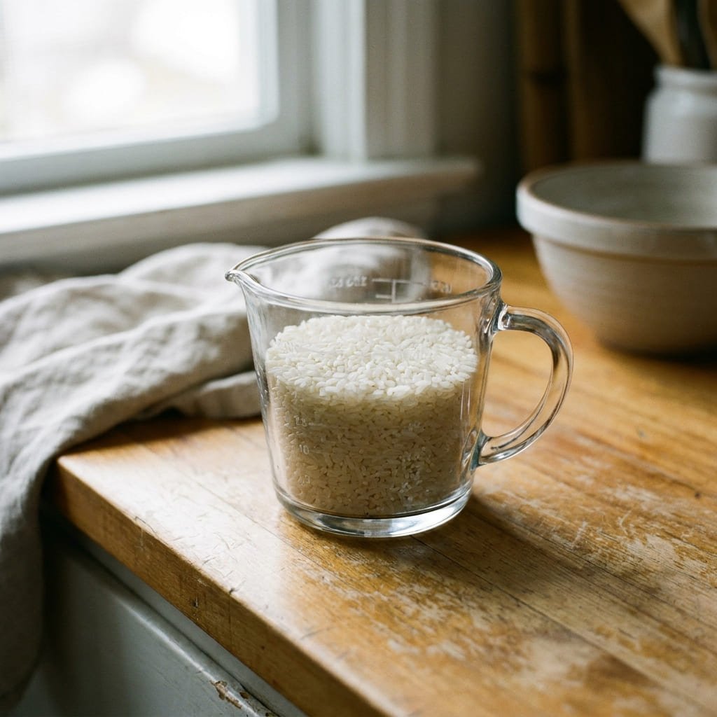 Calorie Estimation: The Proven Reason Bigger Meals Trick You by 40% 4 measuring cup with rice as a lower-cost portion estimation alternative