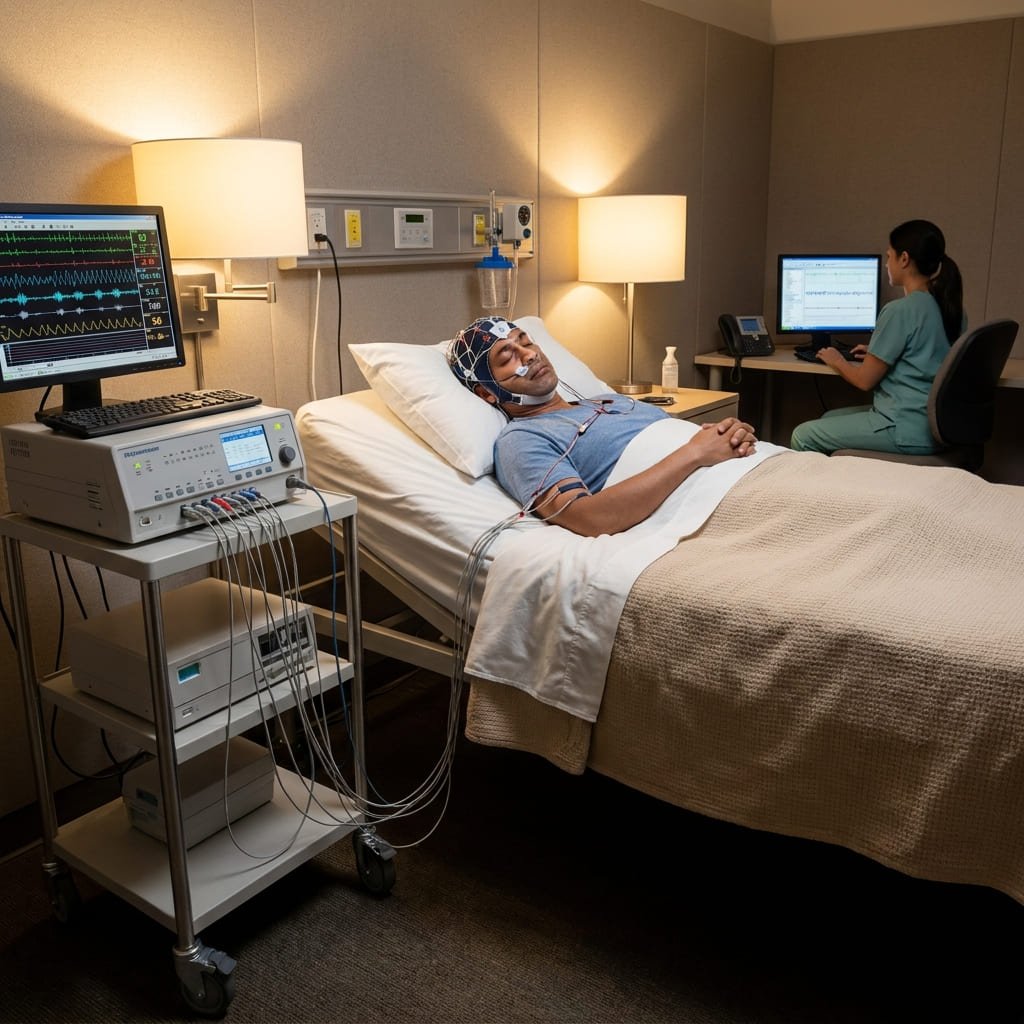 sleep laboratory polysomnography monitoring equipment