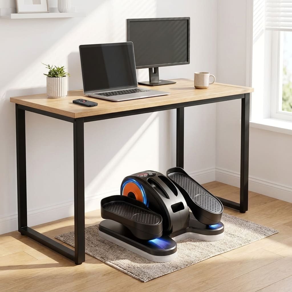 Under Desk Elliptical Review: 5 Proven Reasons Sitting Still Isn't the Answer 3 under desk elliptical positioned beneath a home office desk